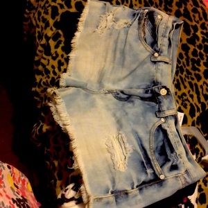 Cute light washed distressed denim shorts